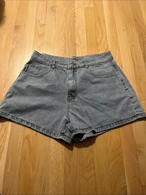 SHEIN Light Gray Blue High-Waist Denim Shorts